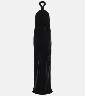 Ann Demeulemeester Halterneck velvet maxi dress