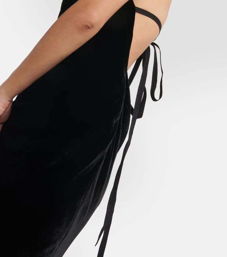 Ann Demeulemeester Halterneck velvet maxi dress