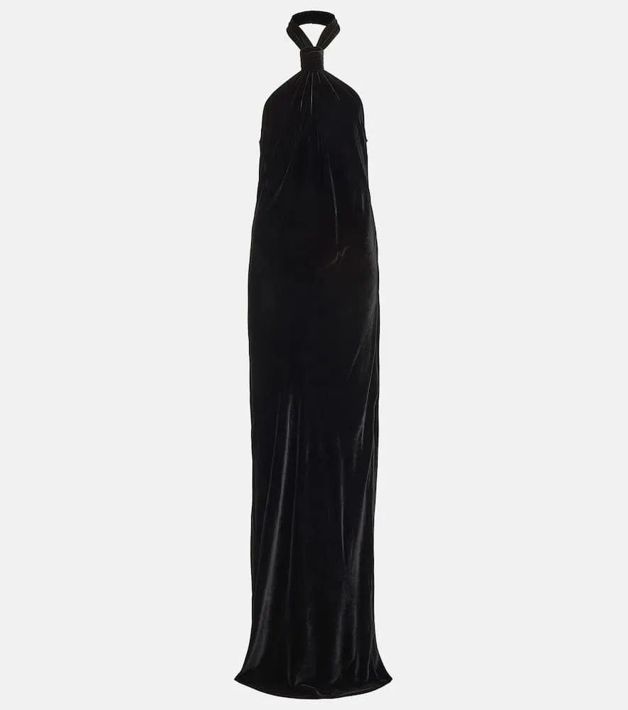 Ann Demeulemeester Halterneck velvet maxi dress