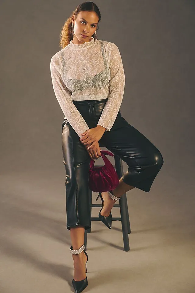 Anthropologie layered lace turtleneck, white