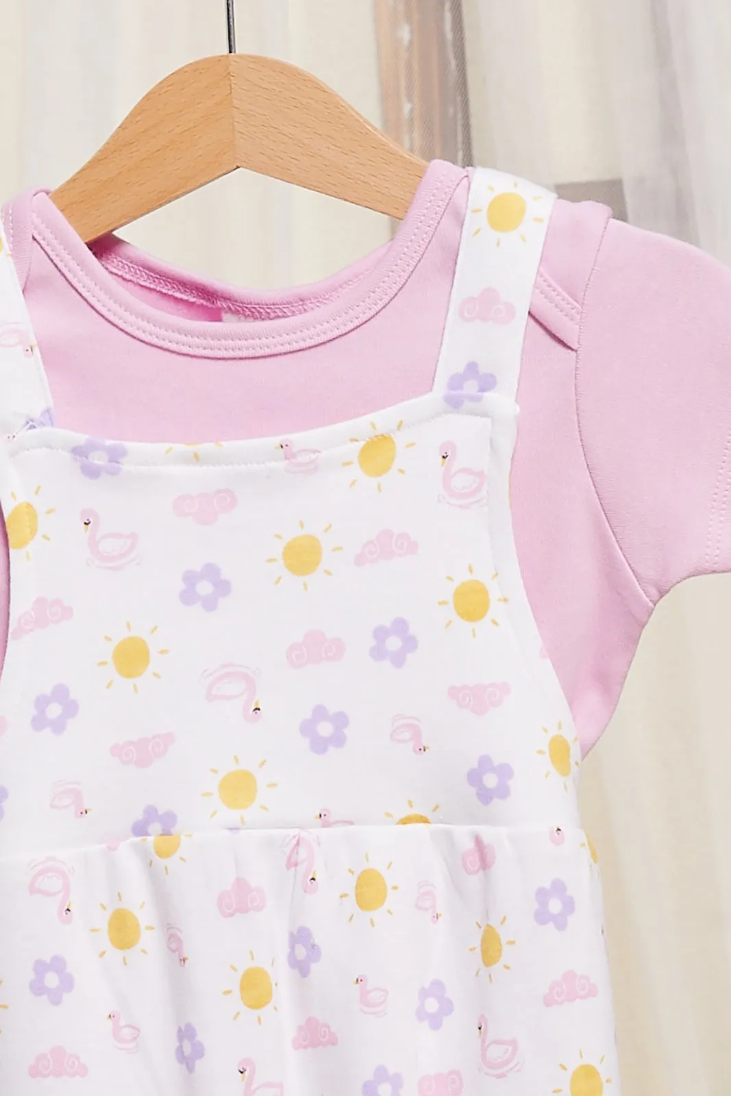 Baby Lilac T-Shirt And Dungaree Set (2 Piece)