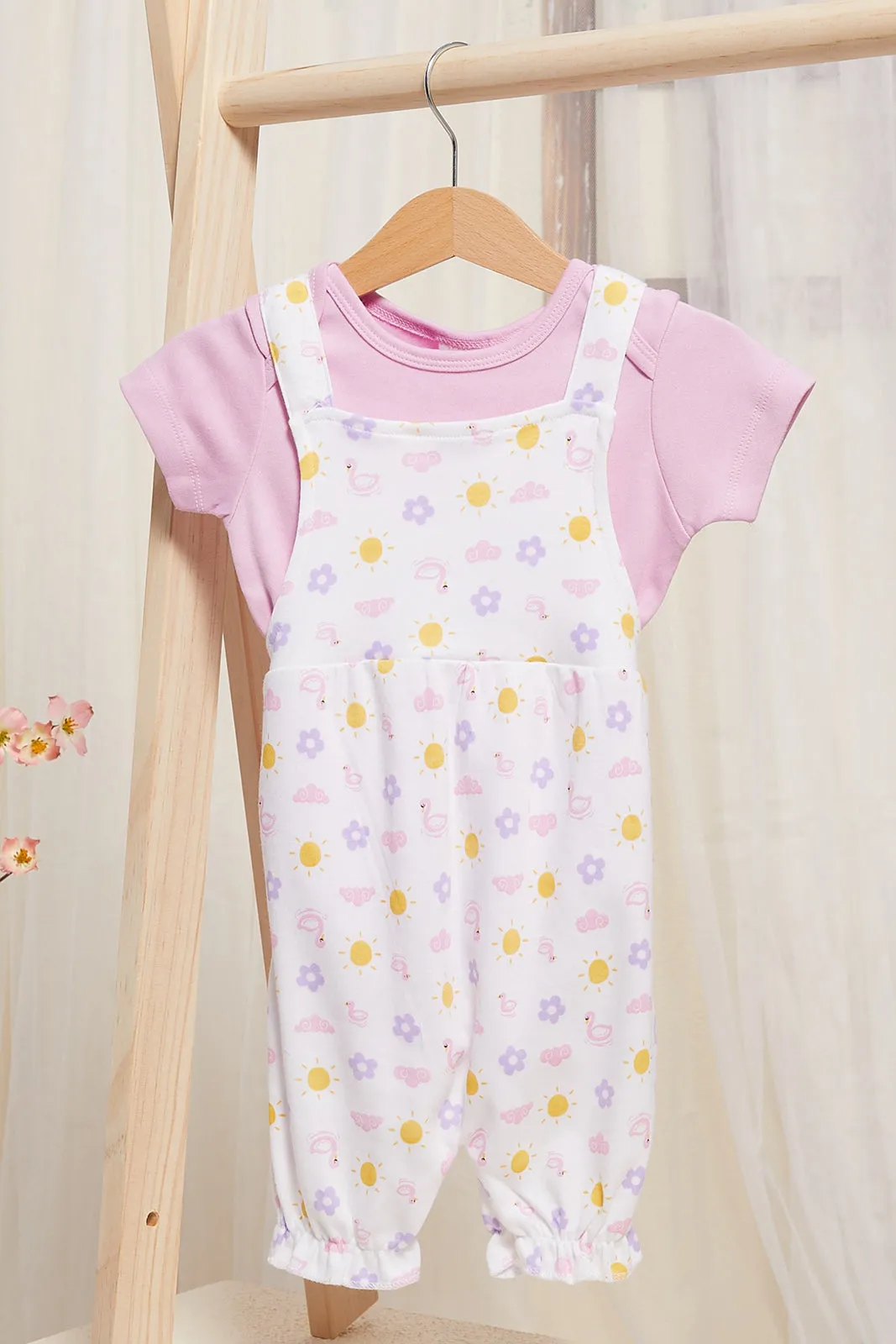 Baby Lilac T-Shirt And Dungaree Set (2 Piece)