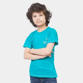 Boys Cotton T-Shirt Slow Life - Petrol Green