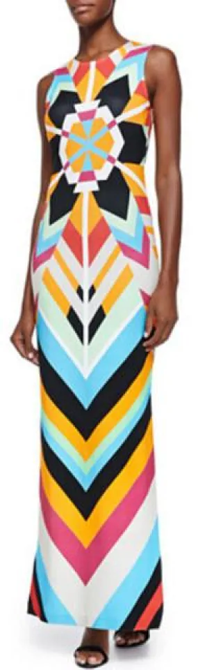 Colorful Long Geometric Print Maxi Dress