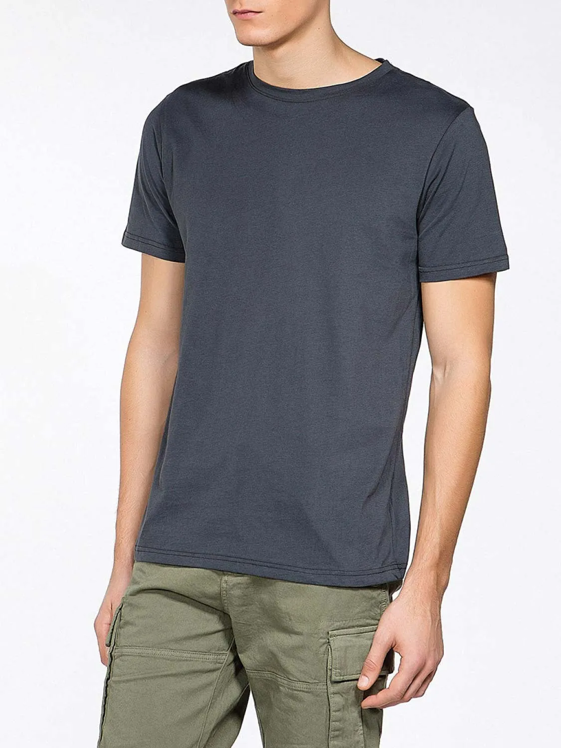 Crew Neck Organic Cotton T-shirt Charcoal Grey