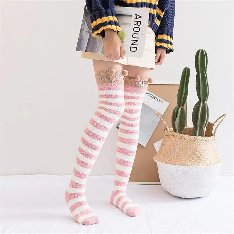Cute Fuzzy Striped Stockings