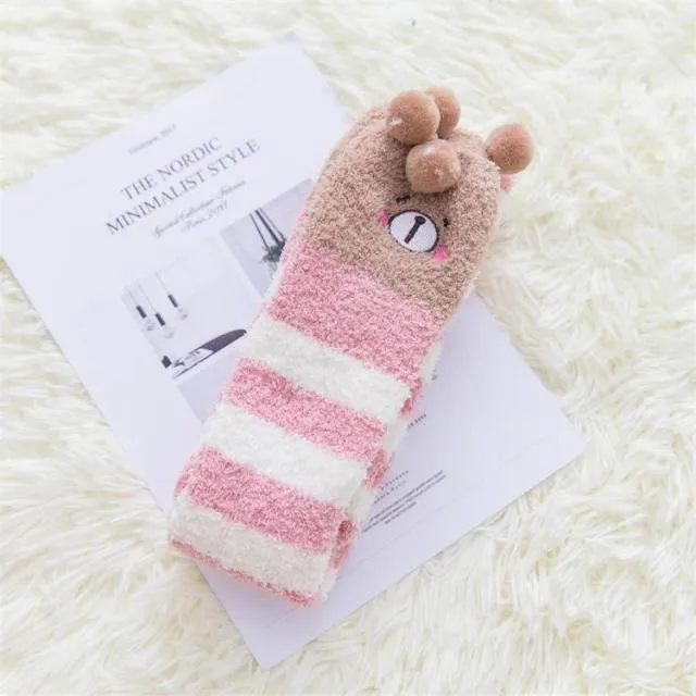 Cute Fuzzy Striped Stockings