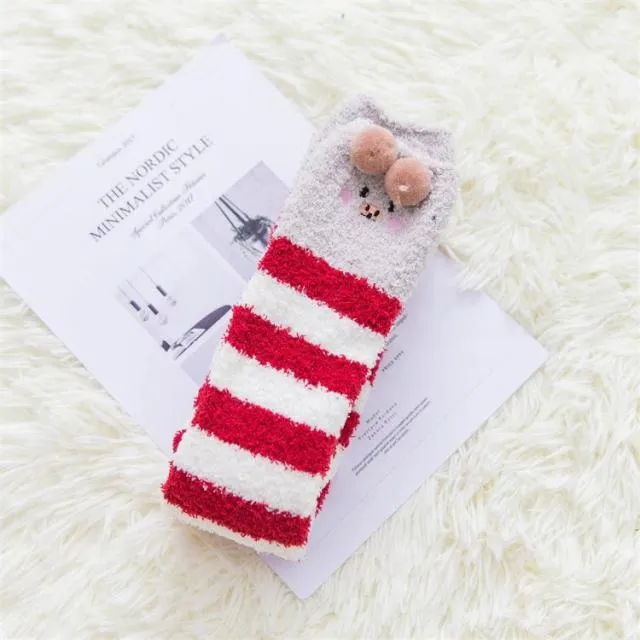 Cute Fuzzy Striped Stockings