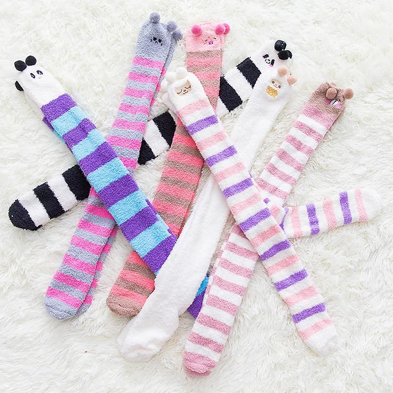 Cute Fuzzy Striped Stockings