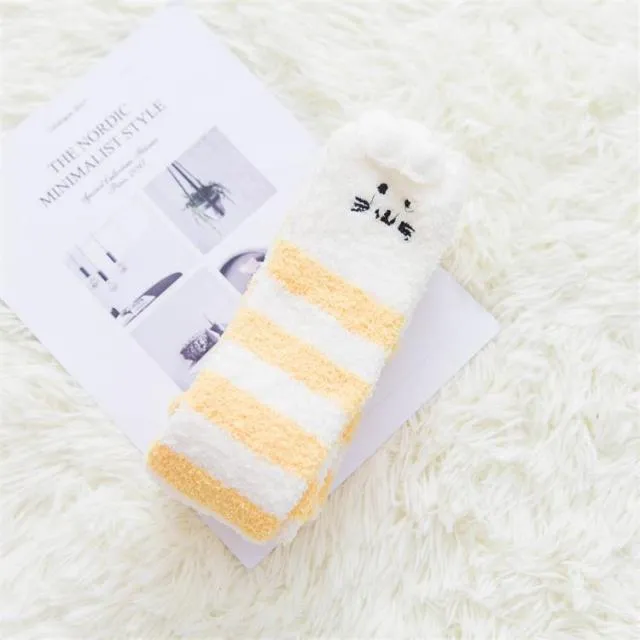Cute Fuzzy Striped Stockings