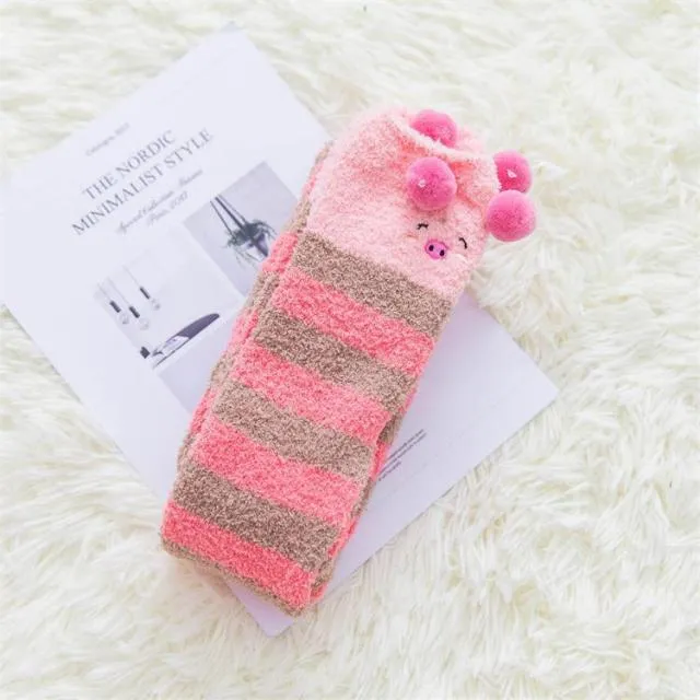 Cute Fuzzy Striped Stockings
