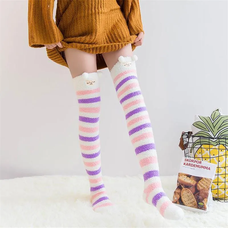 Cute Fuzzy Striped Stockings