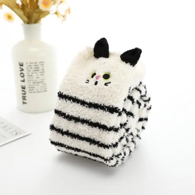 Cute Fuzzy Striped Stockings
