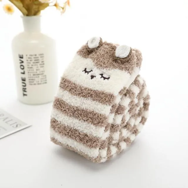 Cute Fuzzy Striped Stockings