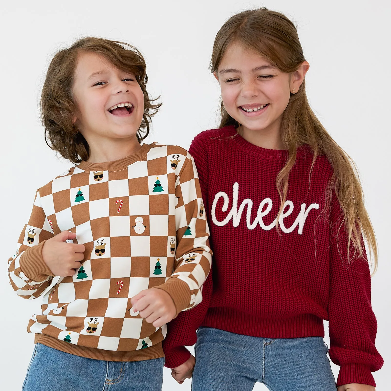 Deep Crimson "Cheer" Drop Shoulder Sweater