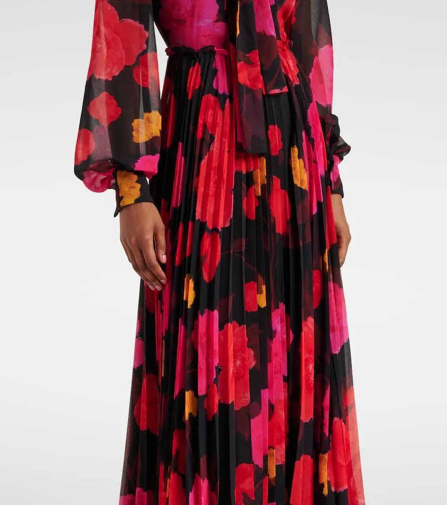 Erdem Floral pleated voile gown