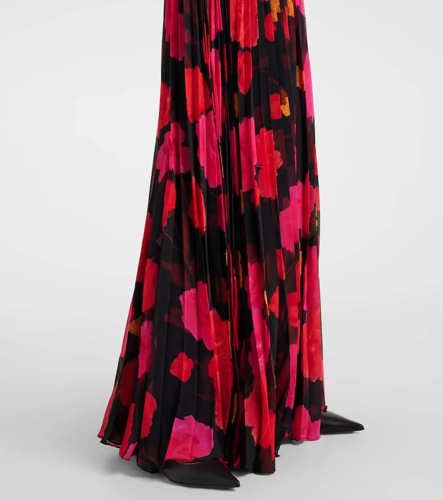 Erdem Floral pleated voile gown