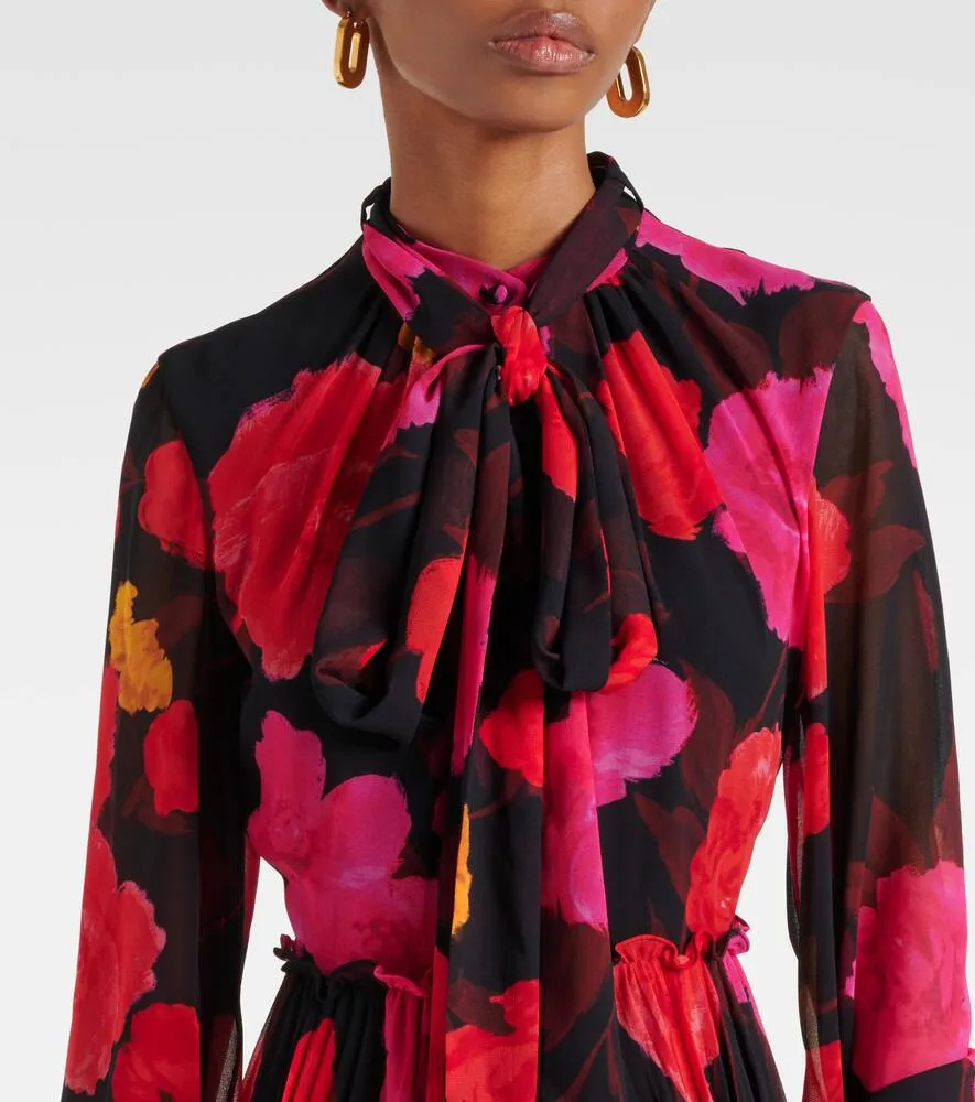 Erdem Floral pleated voile gown