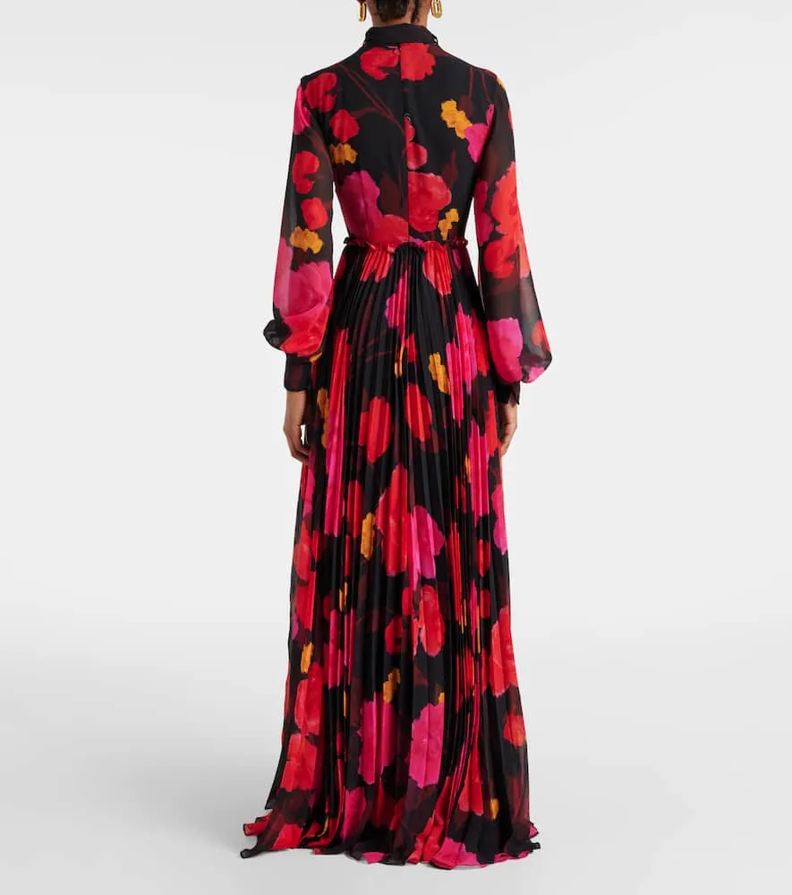 Erdem Floral pleated voile gown