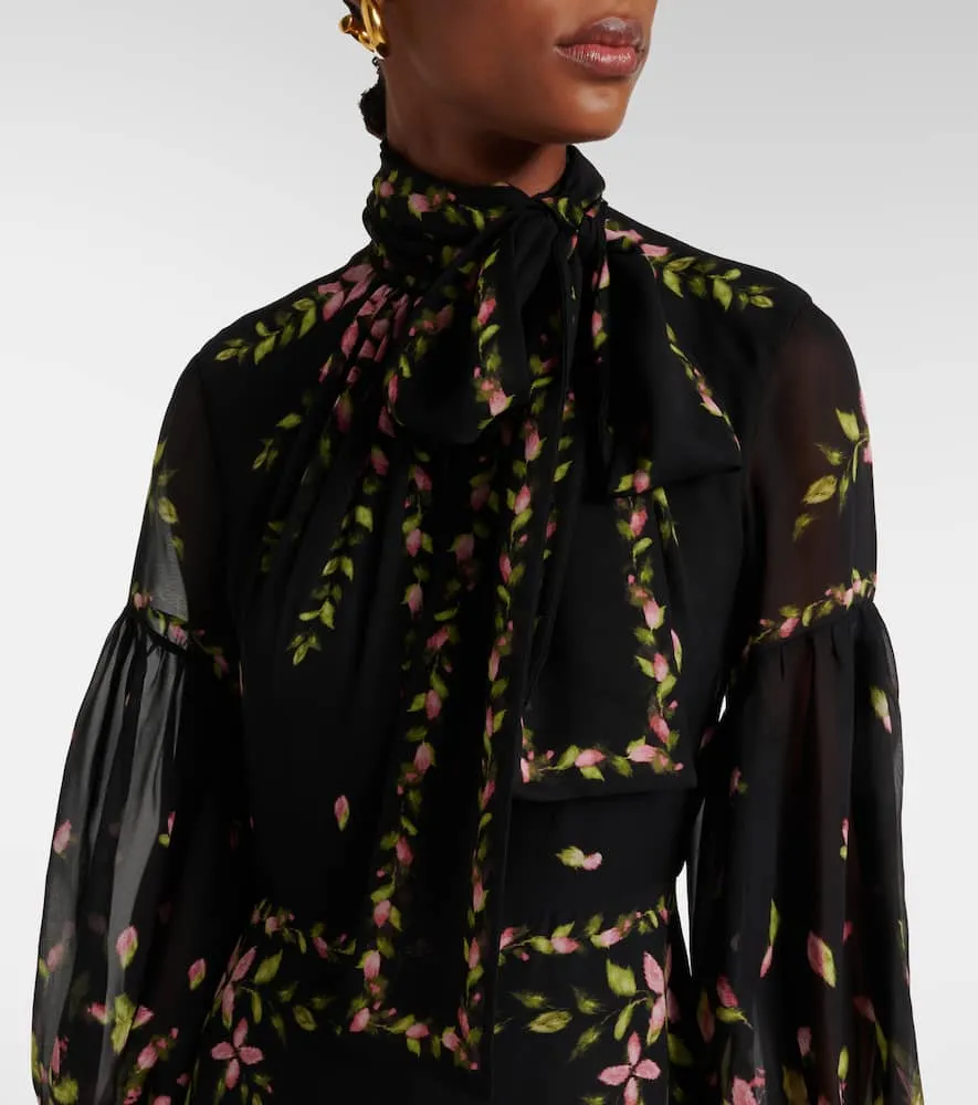 Erdem Floral silk voile gown