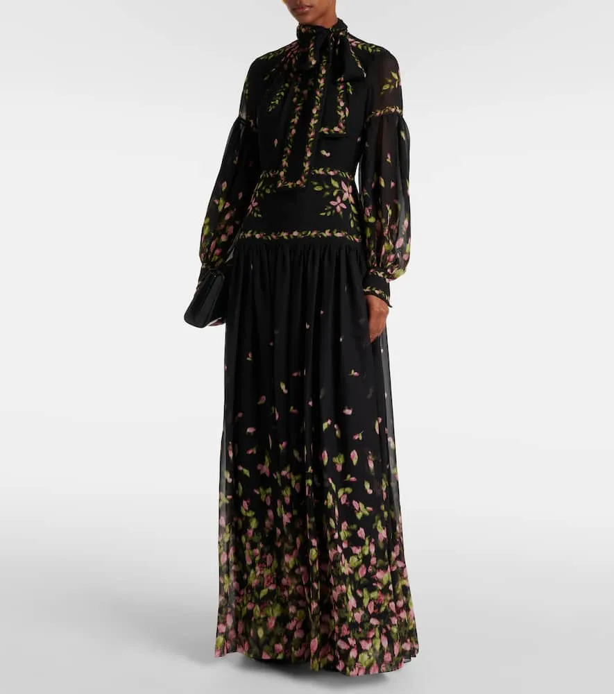 Erdem Floral silk voile gown