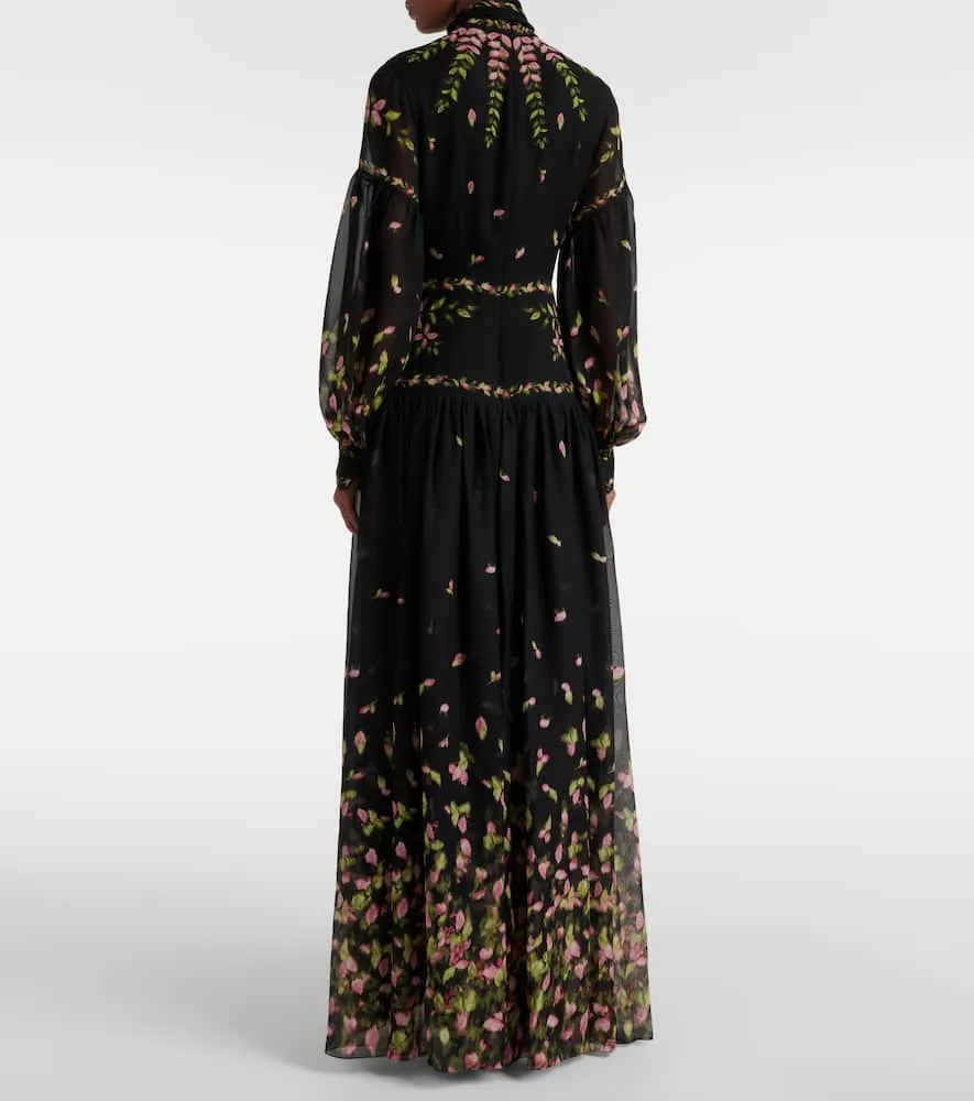 Erdem Floral silk voile gown