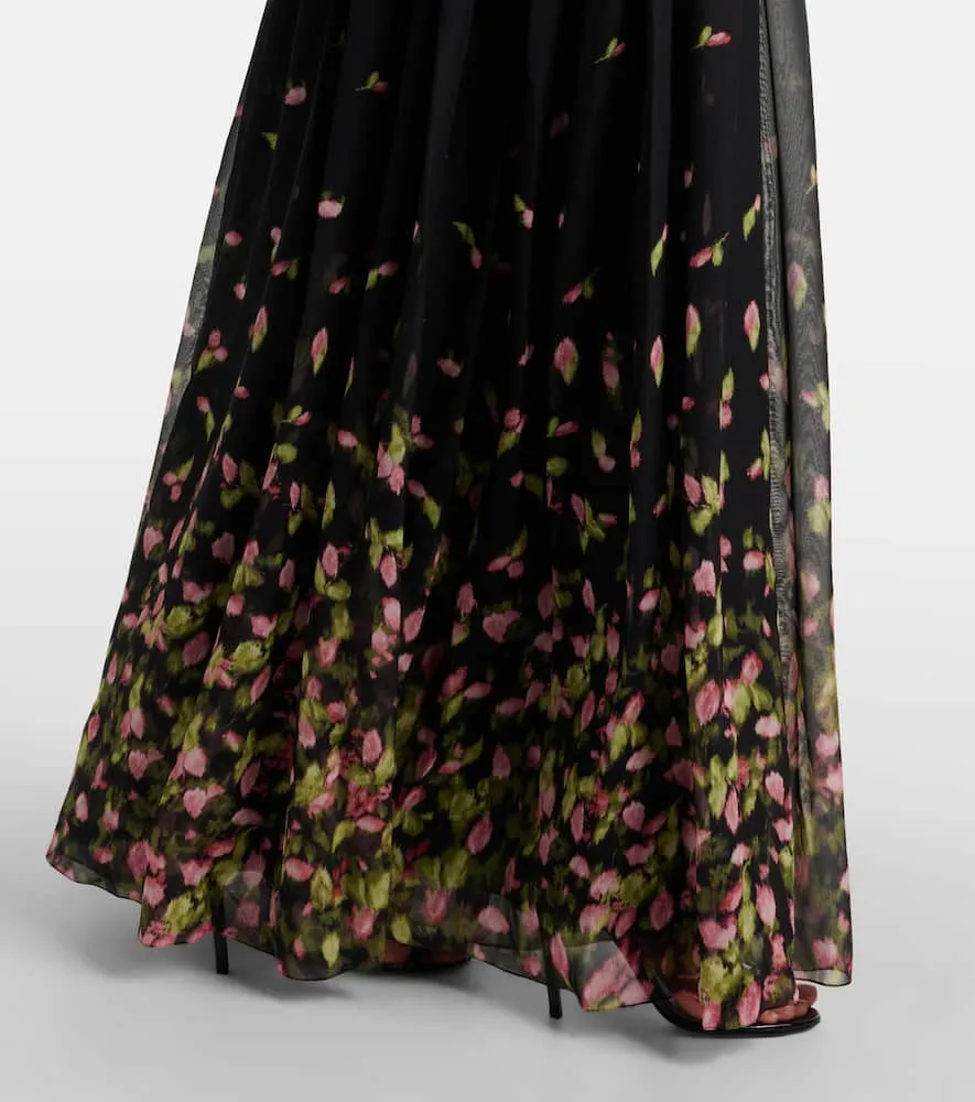 Erdem Floral silk voile gown