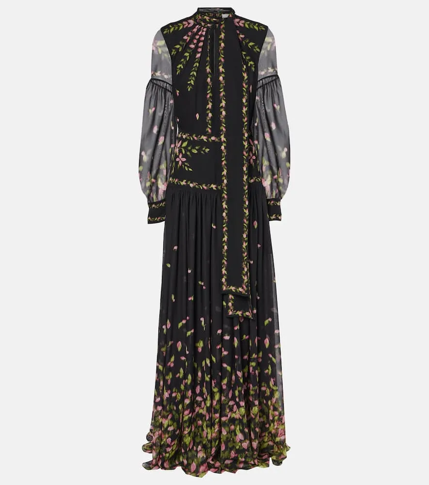 Erdem Floral silk voile gown