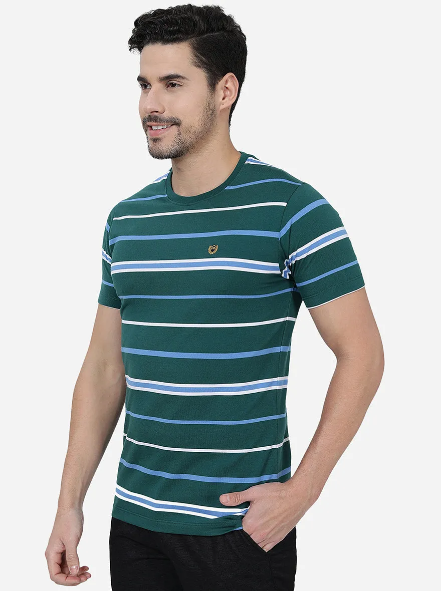Green   Striped Slim Fit T-Shirt | JadeBlue