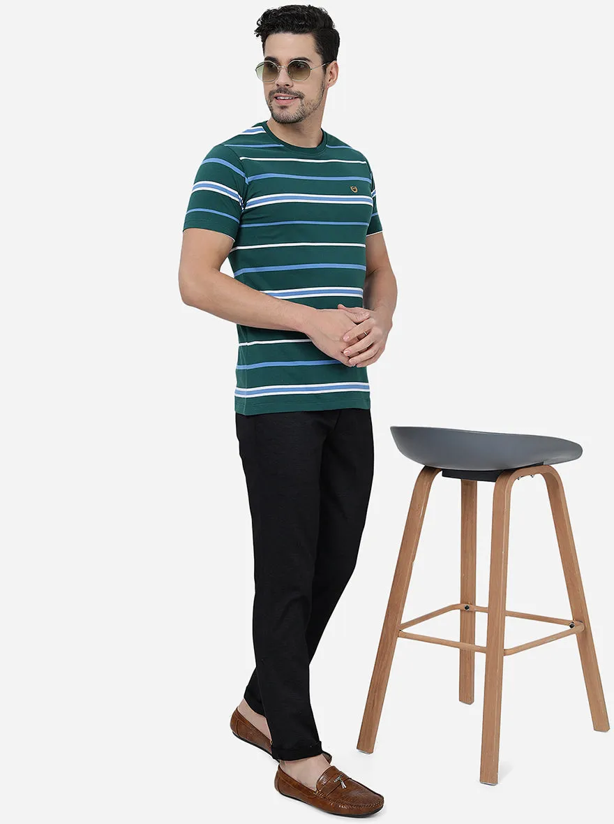 Green   Striped Slim Fit T-Shirt | JadeBlue