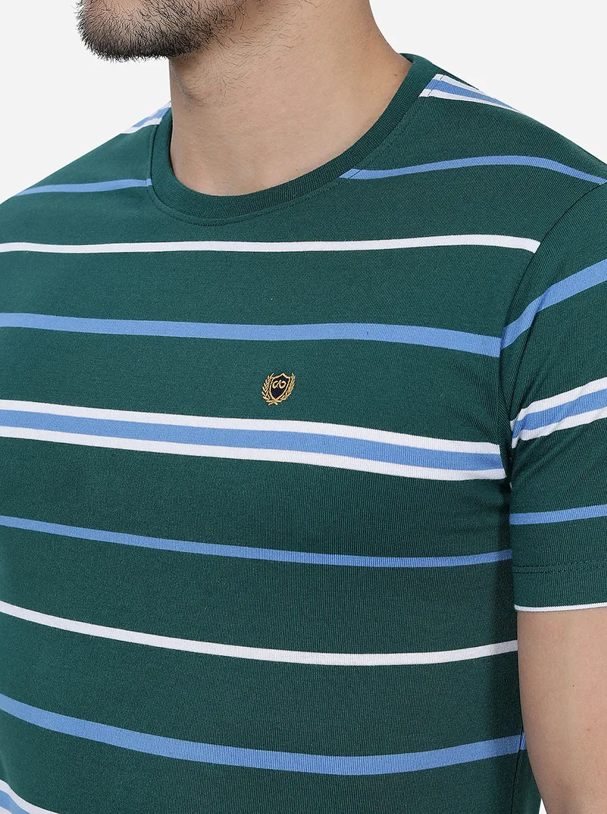 Green   Striped Slim Fit T-Shirt | JadeBlue