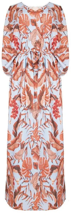 Leaf Print Maxi Dress