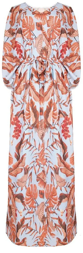 Leaf Print Maxi Dress