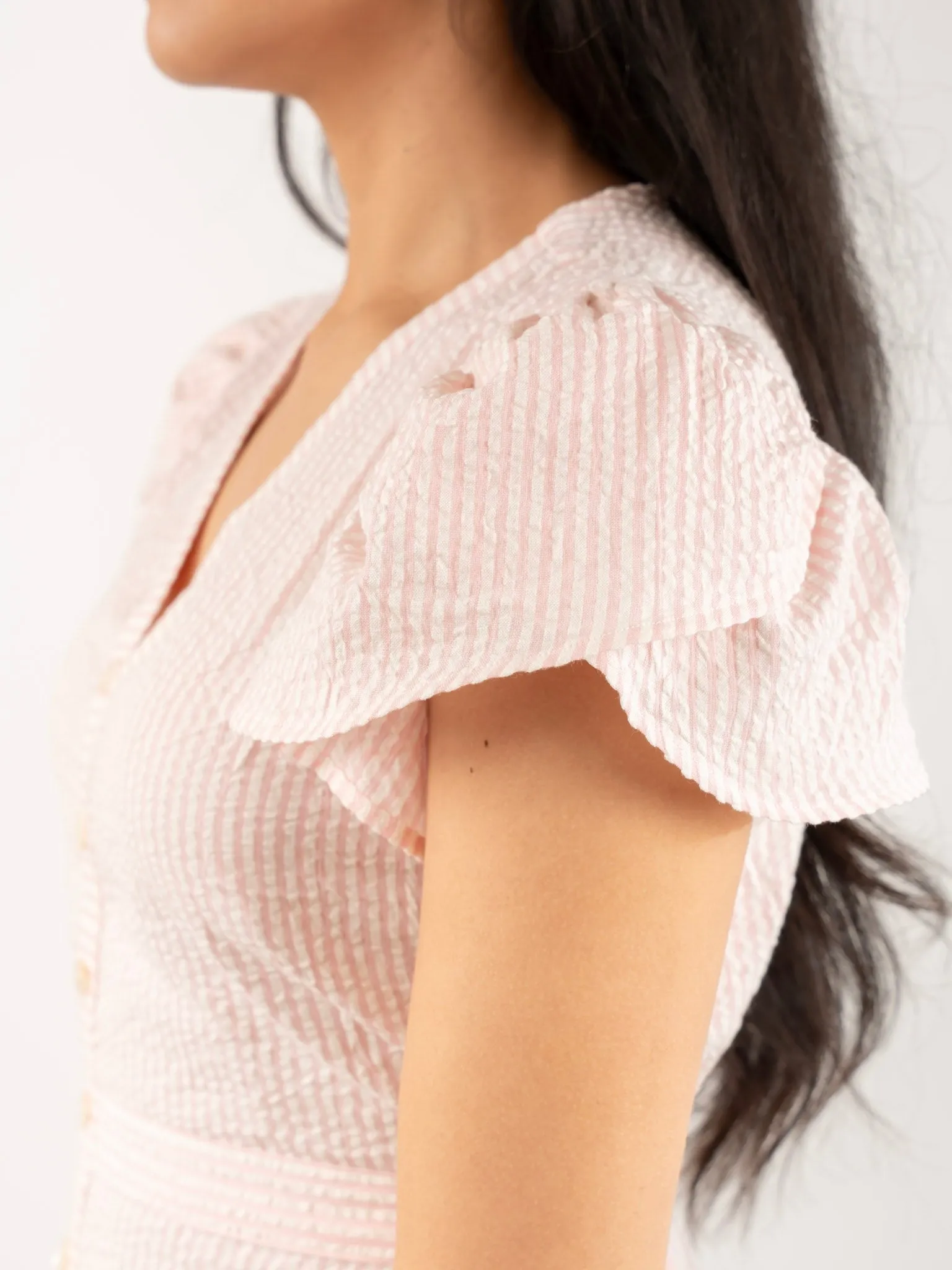 MONOMEE TIFFANY PINK STRIPED COTTON DRESS