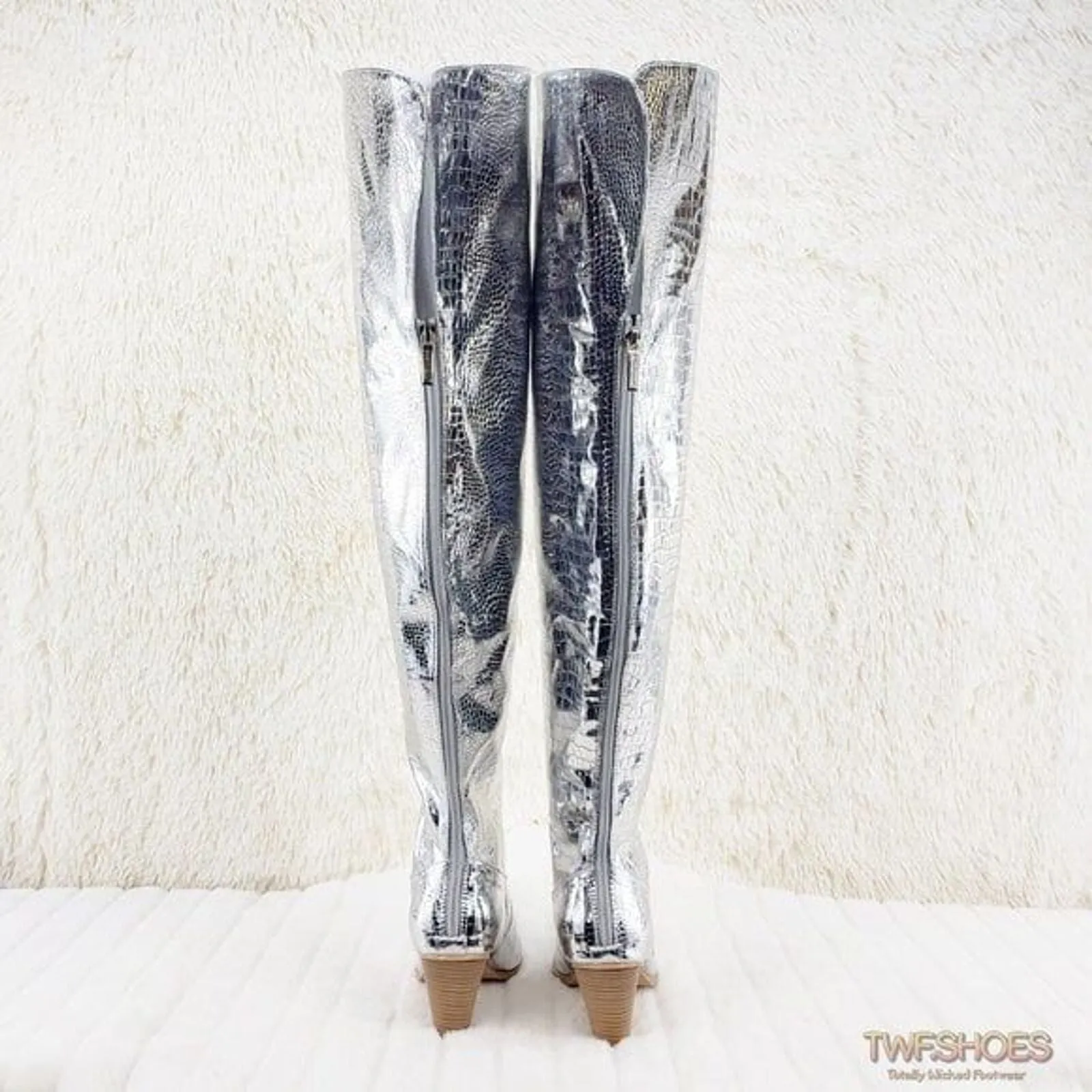 Size 6.5 Centura Silver Country Western thigh high Cowgirl Boots