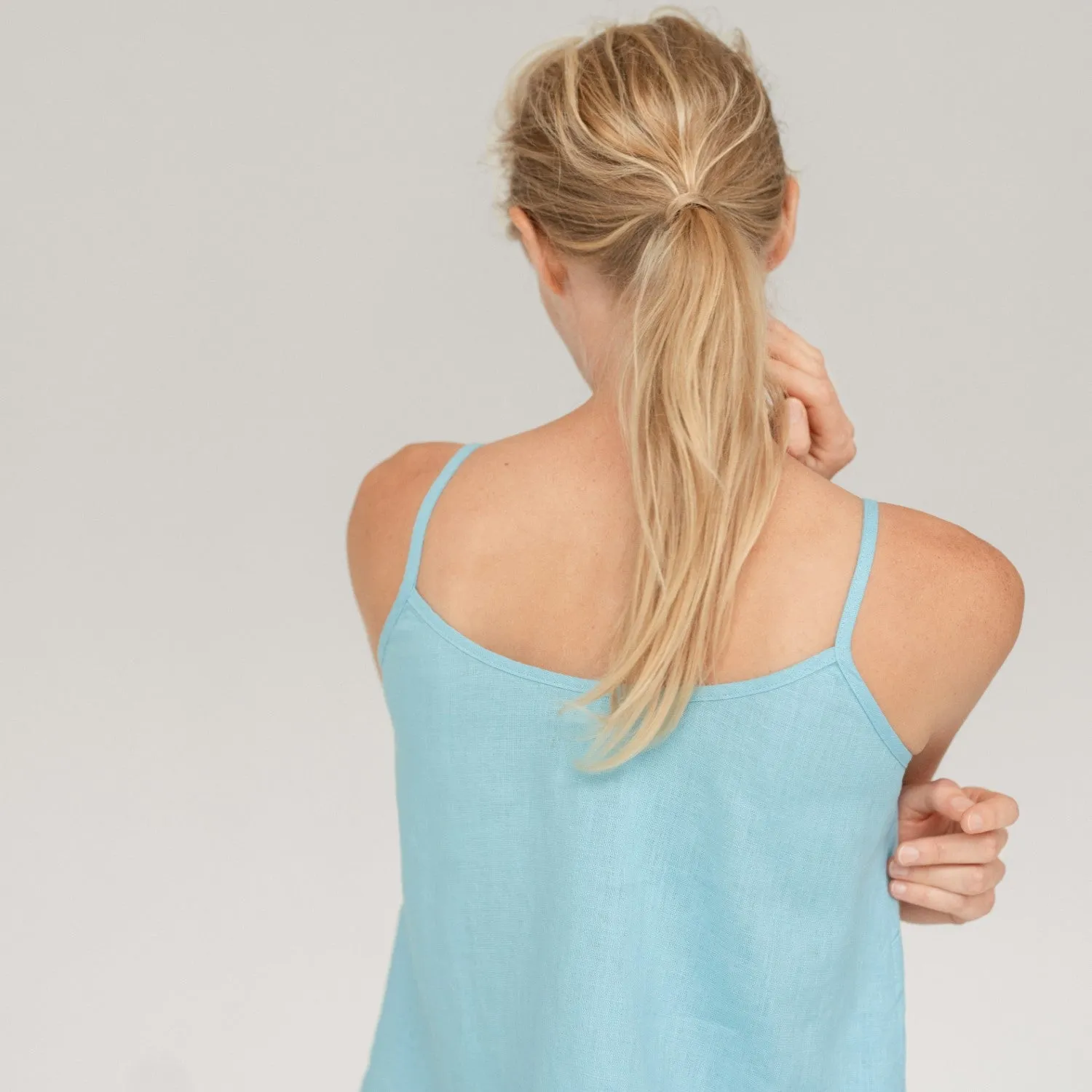 Sky Blue Linen Star Top