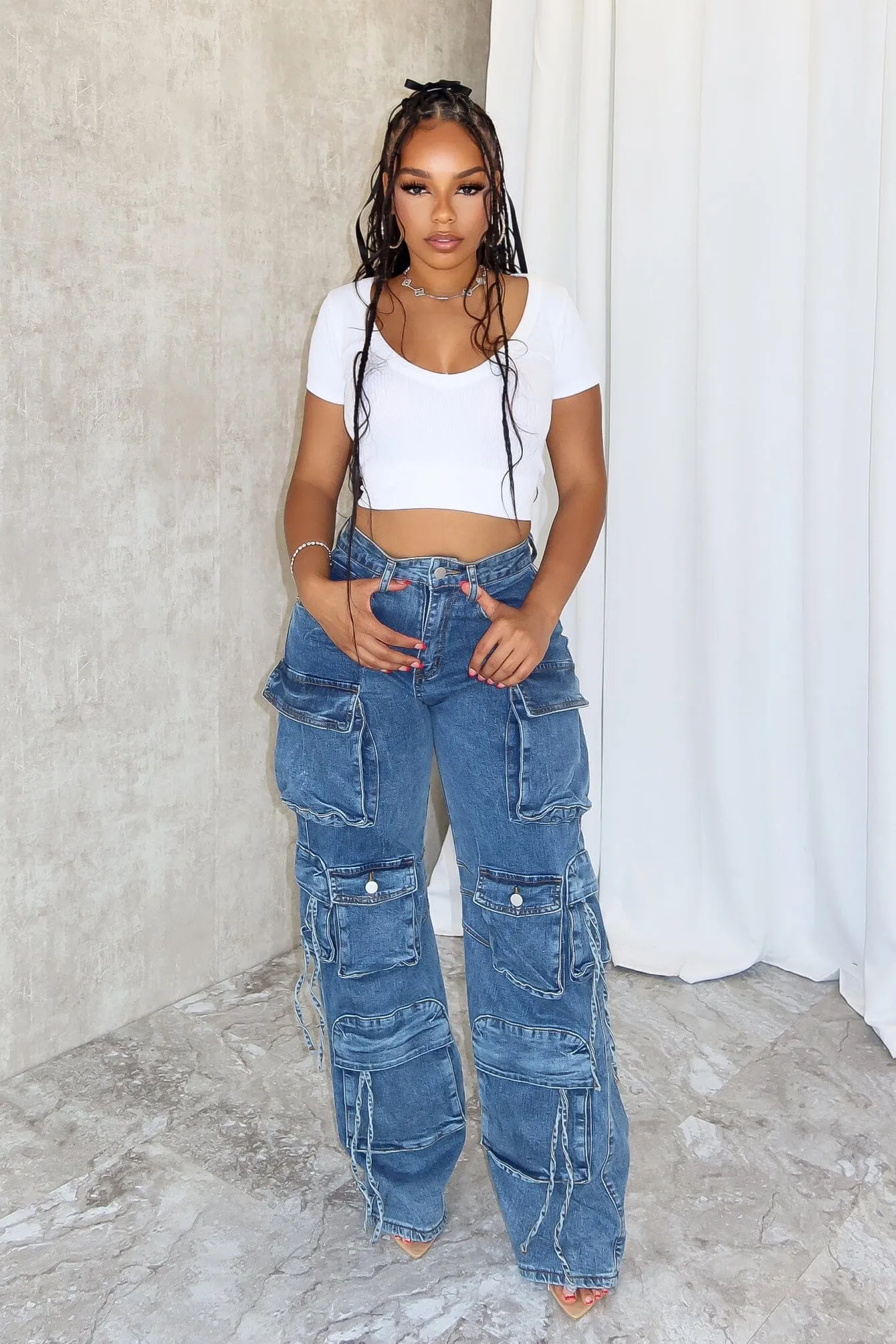 Wanna Be Denim Cargo Jeans