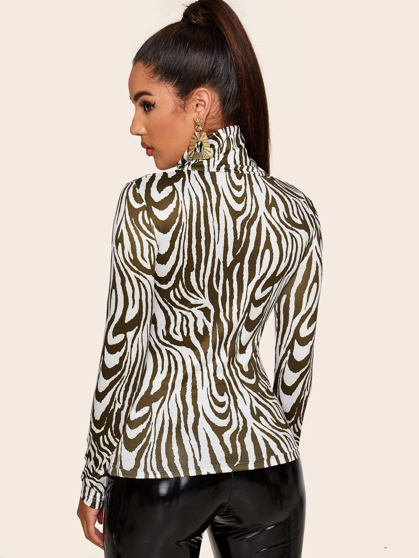 Zebra Striped Form Fitting Tee